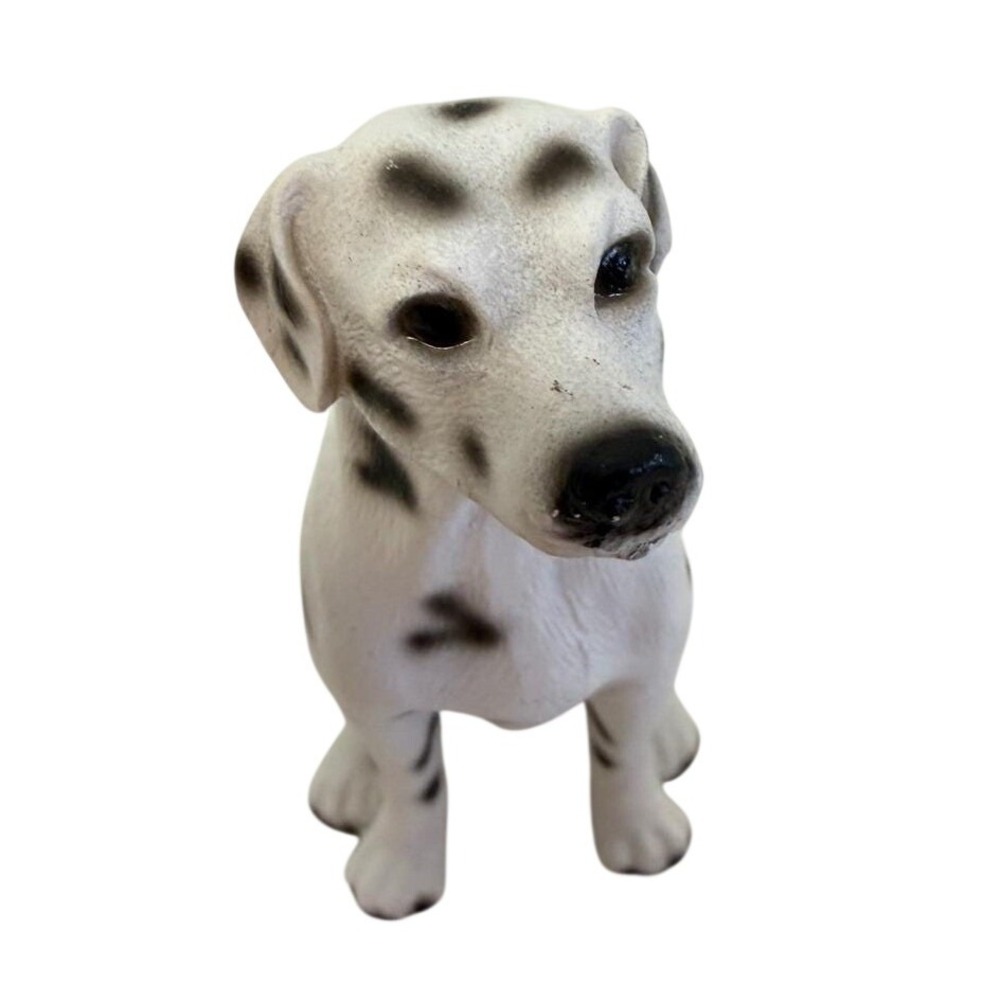 Unbranded Dalmatian Dog Figurine Small White Black Spotted Puppy 4 Inch Decor